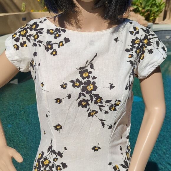 Vintage 1950s Georgiana Drop Waist A-Line Cotton Dress, With Rhinestones - Picture 4 of 16